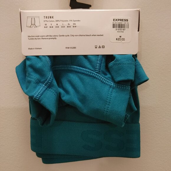 EXPRESS Medium Teal Comfort Cotton Trunks - Picture 2 of 5